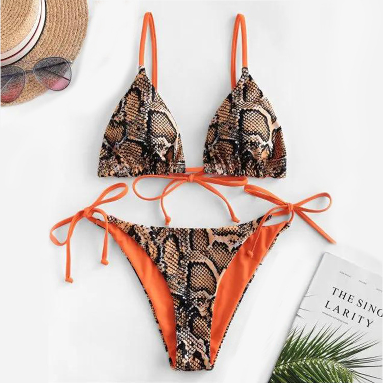 2022 Swimwear Sexy Split Swimsuit Double Sided Leopard Snakeskin Wholesale Bikini
