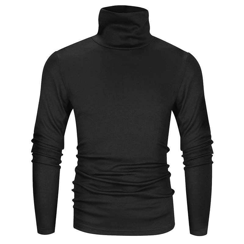 Slim fit soft thermal long sleeve 65% Polyester, 35% Cotton high neck mens turtleneck t shirt
