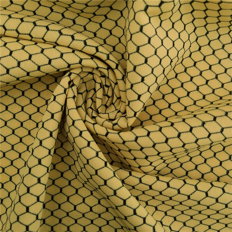 China laris nylon spandex kain olahraga print kuning stretch cepet garing kain pewarna polos