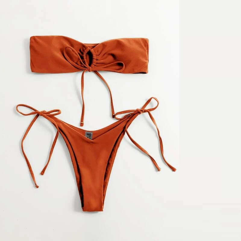 Ready to ship v cut bottom fashion show hot micro bandeau bikini