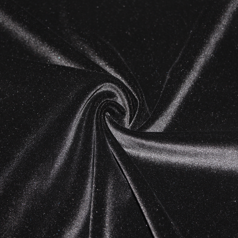 90% polyester 10% spandex dệt kim sợi dọc màu đen lông nhung váy vải co giãn dệt kim thể thao vải