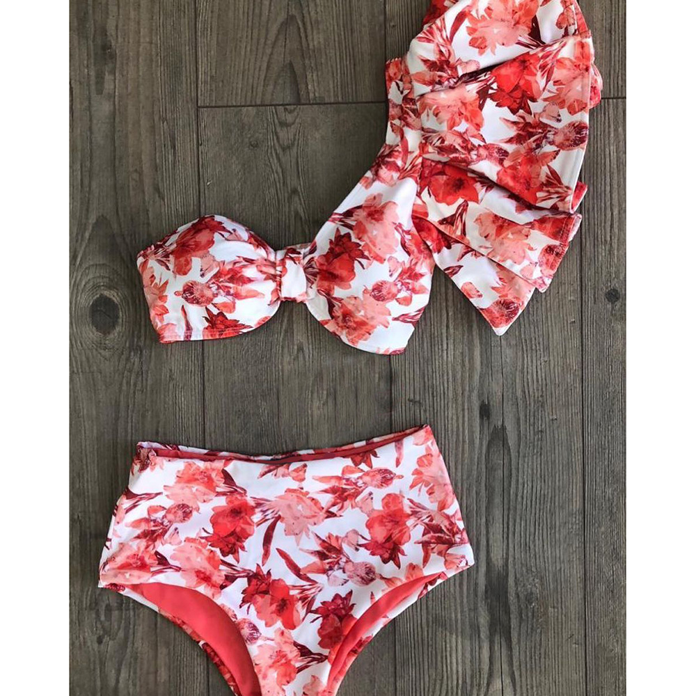 2020 New Bikini Watercolor Dyed Bikini Set Women V-neck High Waist Two Piece Swimsuit Girl Beach Bathing Suit Swimwear Biquinis