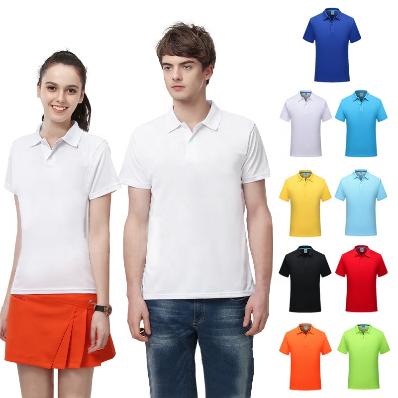 100%  polyester 170 gsm unisex men's oem logo custom plain blank men short sleeve polo t shirt polo shirt golf t-shirt