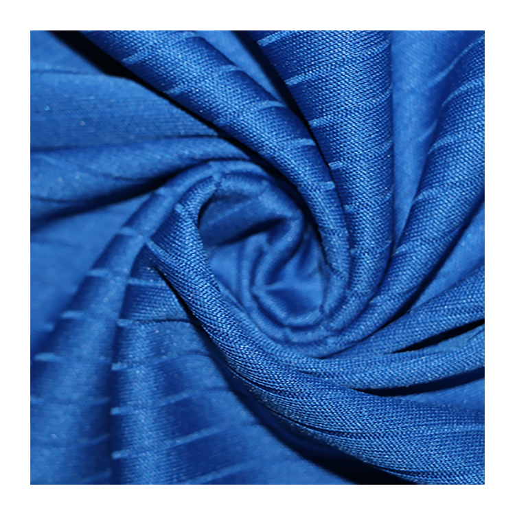 100% polyester ထည် interlock အစင်းများ ရိုးရိုးတီရှပ် အားကစားဝတ်စုံ အပြာရောင်ထည်
