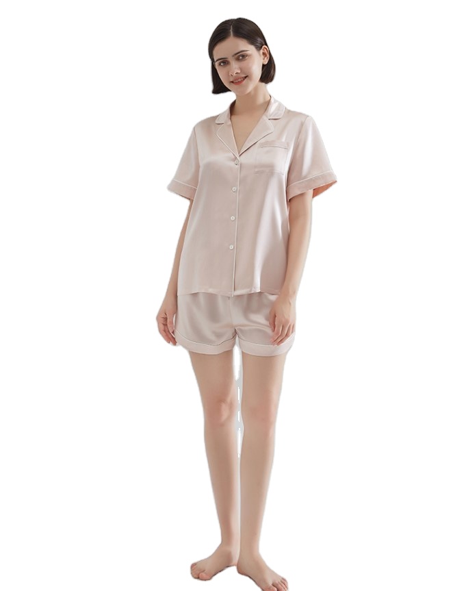 Нов стил нощно облекло за жени Секси копринена нощница Сатен Комплект пижами от една част