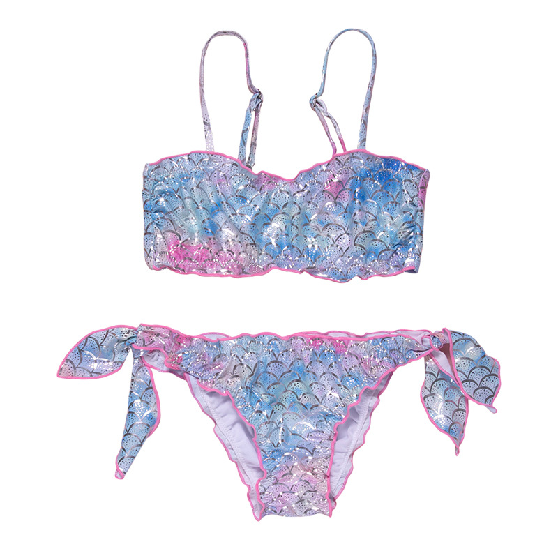 Shiny Mermaid Shape Breathable Easy To Dry Bikini Swimsuit Swimming Training Beach Resort Girls One-piece Swimsuit