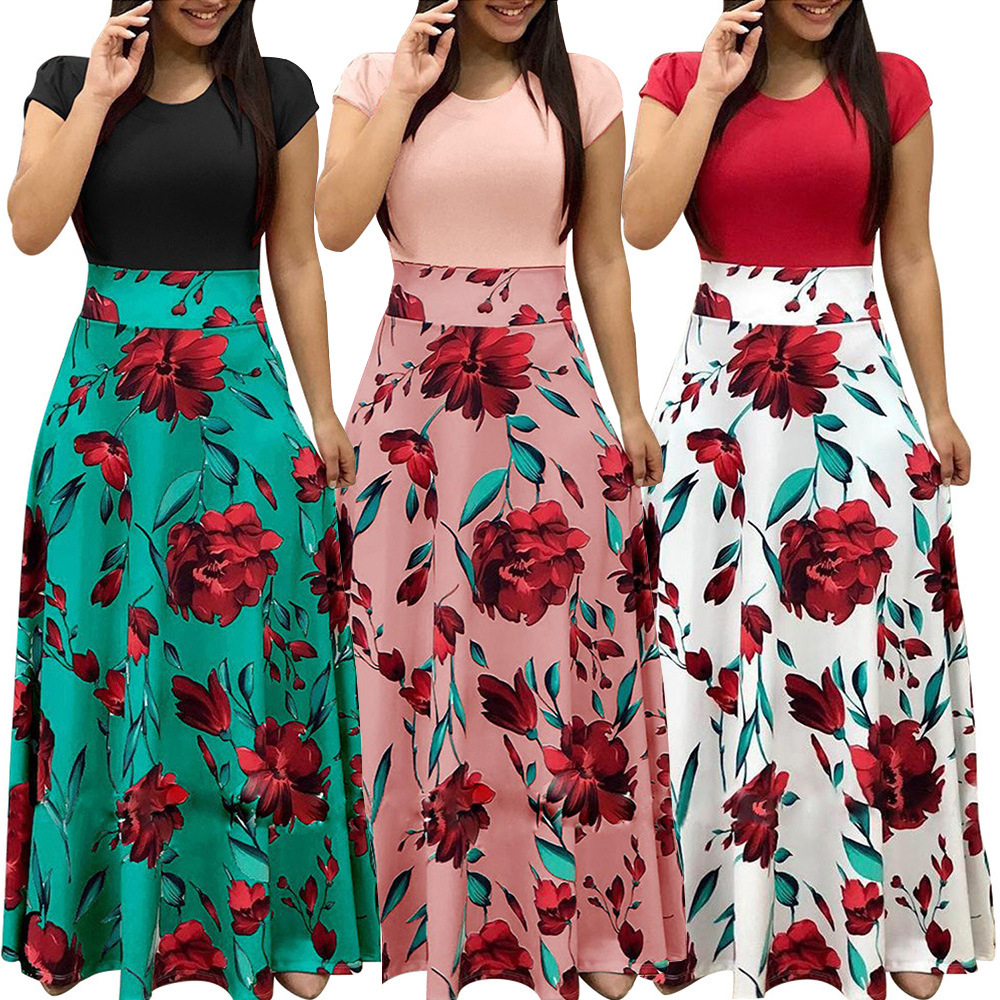 सस्तो आकस्मिक महिला पोशाक पार्टी पोशाक महिला समर बीच लामो स्कर्ट महिला फूल आकस्मिक पोशाक