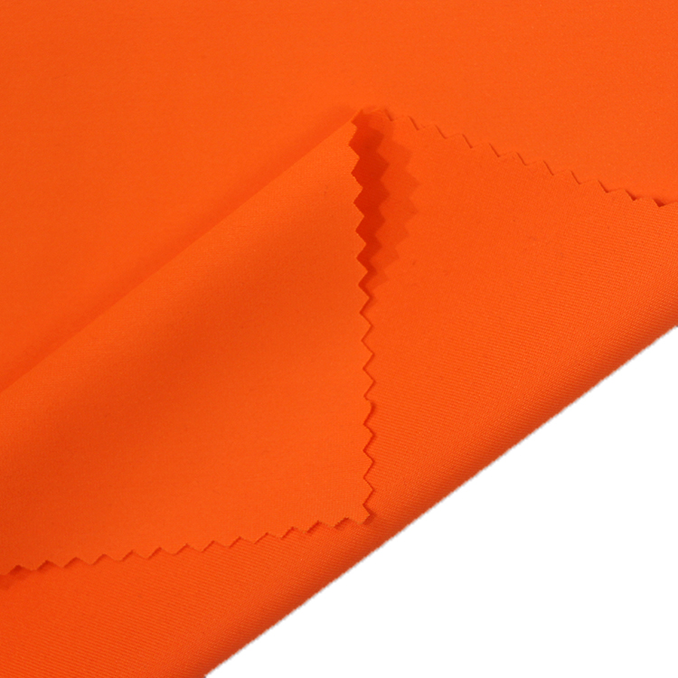 orange launi 82 polyester 18 spandex na roba saƙa tricot kamfai masana'anta mafi girman elastane kayan ninkaya