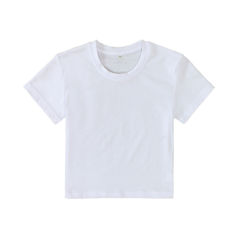T-shirt infantil impressão por sublimação padrão de poliéster em branco T-shirt branca para o bebê 6M-24M