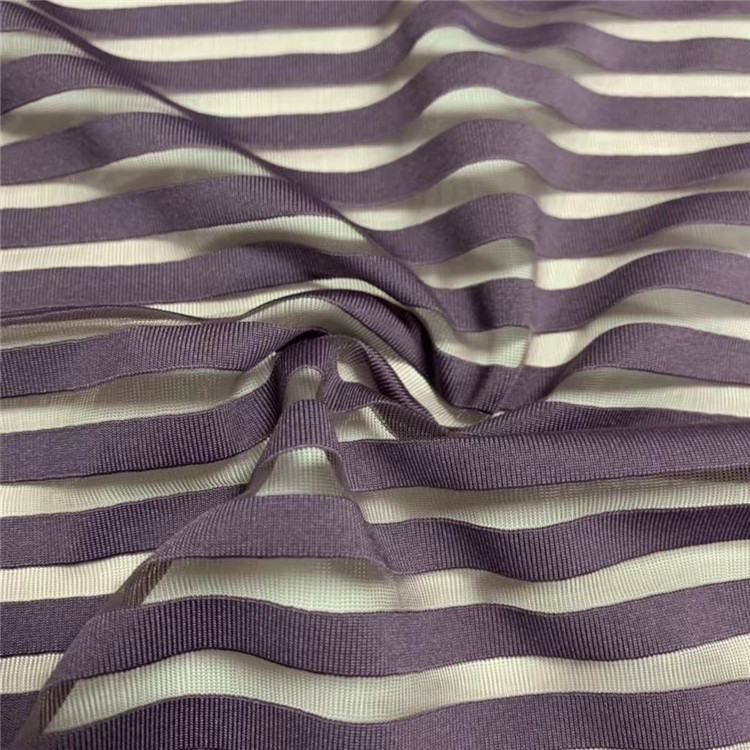 Hot Selling 90% Poly 10% Spandex Durable Stretch Sportswear Striped Tricot Fabric