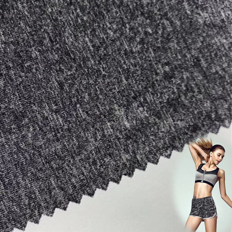 simple stype melange fleece wholesale price yoga fabric moisture wicking spandex polyester fabric
