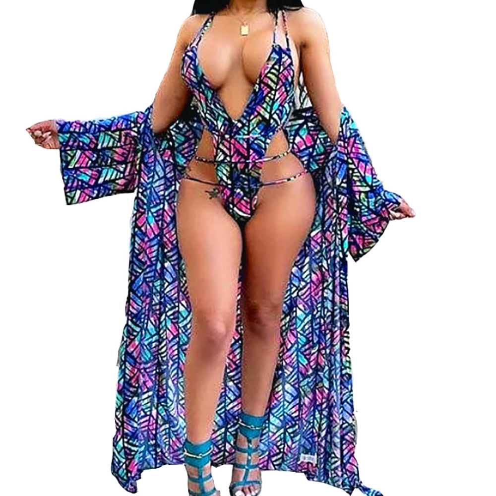 Gabdhaha Kulul Afrikaan Caado Kacsan Bikini Haweenka Dharka maydhashada Dabbaasha Dharka xeebta saddex qaybood oo dabaasha bikini