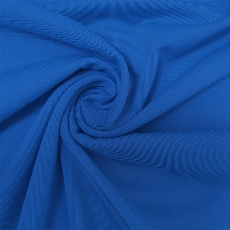 Teixit de punt de niló elàstic blau a l'engròs teixit còmode i durador de roba esportiva
