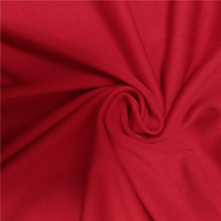 Vente chaude mode rouge uni exercice Gym tissu élastique 90 % polyester 10 % Spandex tissu