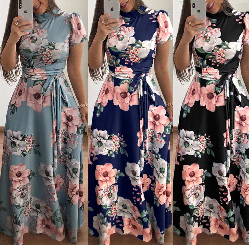 Wholesale 2022 fashion sexy ladies O-Neck short sleeve Women Dresses (C18382)