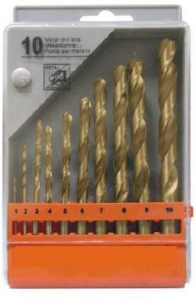 Metal drill bit sets, HSS-TiN