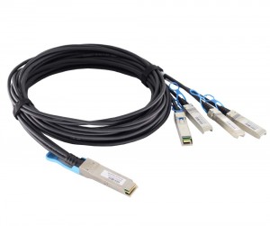 100G QSFP28 dị elu ruo 4 × 25G SFP28 Passive Direct Attach Copper Breakout Cable