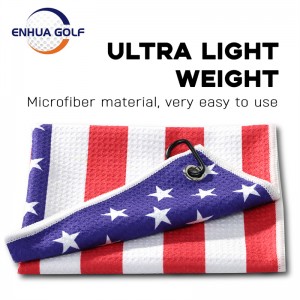 3 Toalha de golfe fundida na bandeira americana 100% microfibra poliéster azul