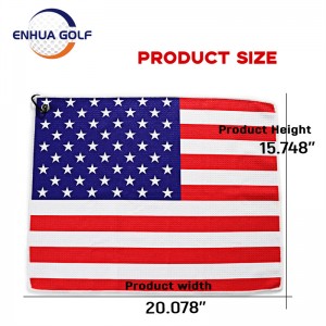 3 Ręcznik golfowy Casting w flagę amerykańską, 100% poliester z mikrofibry, niebieski