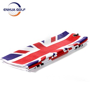 Handuk Golf Bendera Inggris + Sikat Pembersih Groove Klub Golf