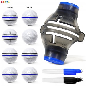 HUAEN Premium Quality360-Degree Birdie Liner Drawing Alignment Tool Kit- 360-Degree Triple 3-Line Golf Ball Marker Stencil with Gift Box Including 3 Color Marker Pens-Patent Pending.