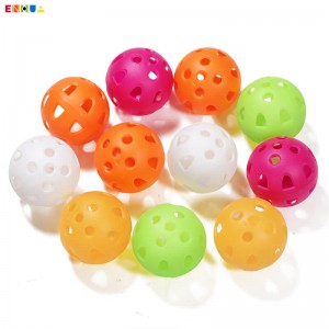 42 мм фабрични доставки Евтини пластмасови цветове Топки за голф Въздушен поток Кухи Спортни топки за тренировки по голф Регулируема твърдост OEM/ODM