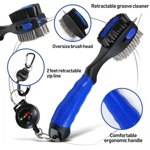 HUAEN  Golf Club Oversized Brush Head with Soft Rubber Hand Grip & Retractable Groove Cleaner Golf Brush,Funny Golf Towel