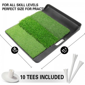 Dernière version conception brevetée tapis de frappe de golf à poignée portable avec plateau 3 combinaison d'herbe fabricant fiable