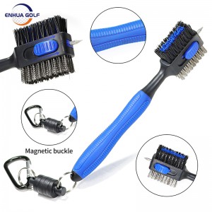Hot sale on Amazon New design Mini Golf Brush by Enhua Golf Cart Putter Brush High Quality Golf Club Brush Magnetic clip Clubber Cleaning Tools