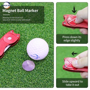 OEM Retractable Golf Divot Tool dengan Magnetic Ball Marker Personalized Antique Wholesale Multi Function Golf Repair Divot Tool