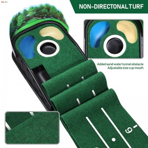 3D Indoor Golf Putting Mat Includes Behind-the-Hole Ball Collector & Putter Alignment Guides at 3 5 7 Feet