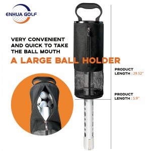 Deluxe Shag Bag Ball Retriever чоҳи алюминии зангногир ва дастаки (дар нигоҳ доштани 75 тӯб) голф интихобкунандаи голф
