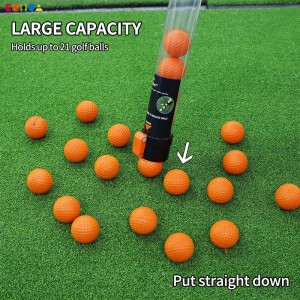 Фабричко снабдување OEM/ODM Проѕирен пластичен грабач за собирач на топчиња за голф со 21 парче Пакет за вежбање PU топки