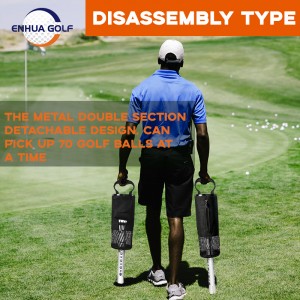 Prabangus „Shag Bag“ golfo kamuoliukų retriverio rūdims atsparus aliuminio kotas ir rankena (telpa 75 kamuoliai) golfo rinktuvas