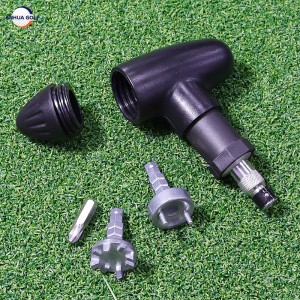 Hot Sale op Amazon Golf Shoe Nail Puller Multi-Funktioun Nagel Remover Spike Ratchet Handle Wrench Tool Golf Accessoiren Trainingshëllef mat 3 Adapter
