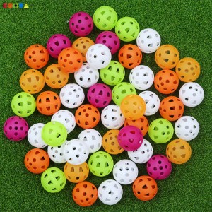 42mm Fabriksforsyning Billig plastikfarver Golfbolde Luftstrøm Hollow Golf Øvelsestræning Sportsbolde Justerbar hårdhed OEM/ODM