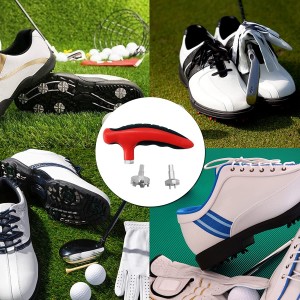 Pabrik Supplier Adat Retractable Gearless Tipe Hideung Plastik Nanganan Golf Shoe Spike Wrenches Lagu