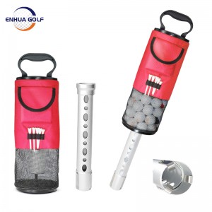 Aluminium Golf Ball Retriever dengan Shag Bag Shaggy Ball picker Casting Metal Golf Accessories yang dapat dilepas