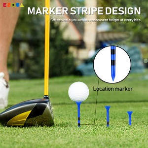 Hot selling Low Resistance New Arrival Medium Cup 6 prongs Plastic Golf Tees with Stripes 83mm tee manufacturer high quality cheap price OEM ODM