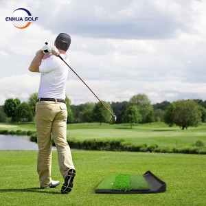 Nýjasta útgáfa einkaleyfishönnun Handheld Portable Grip golfslagmotta með bakka 3 grassamsetning áreiðanlegur framleiðandi