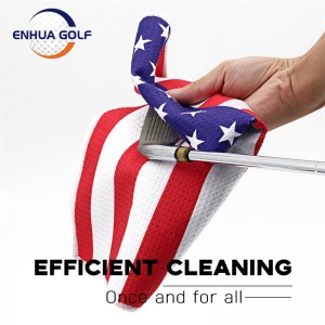 3 Goss Golf Handduch am amerikanesche Fändel 100% Mikrofiber Polyester Blo