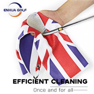 Енглеска застава Голф пешкир + четка за чишћење жлебова за голф клуб