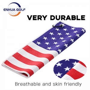 3 Casting Golf Towel in The American Flag 100% Microfiber Polyester Blue