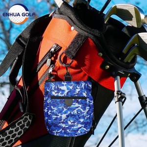 Camouflage Color Golf Tee Pouch Multi-Pocket Zipper Golf Ball Tee Handbag Ditty Bag Portable Golf Accessories Pouch with Clip