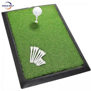 Golf Mat, Indoor Golf Hitting Mat – Heavy Duty Rubber Base Golf Putting Green, Mini Golf Practice Training Aid with 9 Golf Tees, Dual Premium Turfs, Golf Accessories Golf Gift for Men