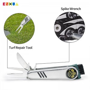 Allt-i-ett golfares verktyg golf multifunktionell verktygskniv+ gräsreparationsverktyg Fickkniv spiknyckel rengöringsborste magnetisk bollmarkörset