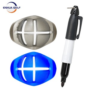 Blå + grå golfbolllinjeteckningsmarkörset med 1 penna Alignment Tool-Golftillbehör för linerritningstencilsats och golfboll