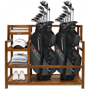 Горещи продажби Slap-up дървена стойка за голф Фабрична доставка OEM ODM Нов стил Гореща продажба Китайски багажник Черен органайзер за съхранение на голф