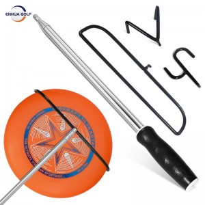 Grossistförsäljning Disc Golf Retriever Förlängbar bärbar teleskopisk Disc Pole Retriever 3 i 1 Metal Retriever Tool Grabber Tool med krok expanderar till 15 fot för utomhussport