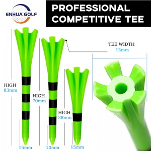 Venda por atacado camisetas de golfe de plástico coloridas de alta qualidade personalizáveis ​​de 5 garras duráveis ​​5 pontas zero fricção